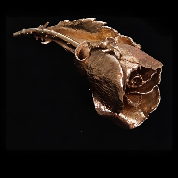 Vintage Flora Danica Eggert Gilded Sterling Silver Electroform Rose Brooch Pin - Picture 13 of 13